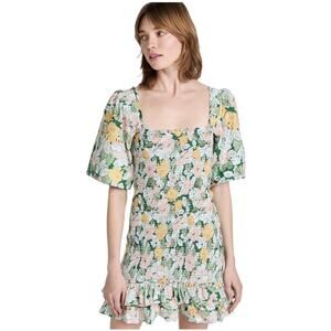 byTiMo NWT Festive Cotton Smocking Mini Dress Dandelion Size L Puff Sleeve